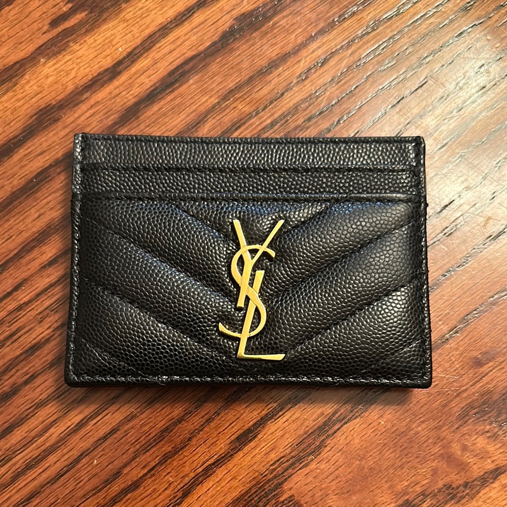 Saint Laurent Black Leather Card Holder